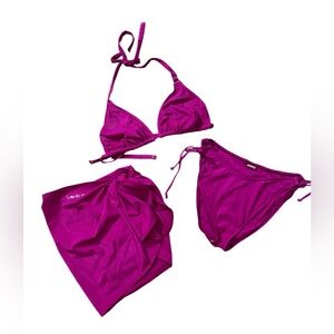 C36- BEBE - swim set Fuchsia Bikini Set with Wrap